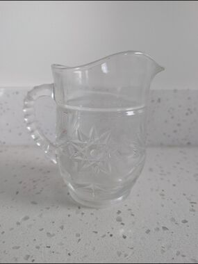 Vintage Clear Glass Star-Pattern Small Pitcher
